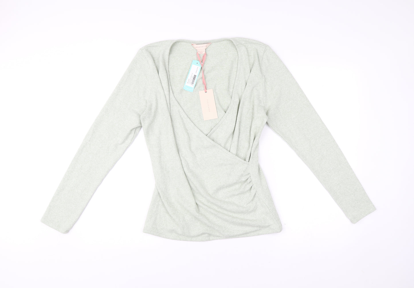 Mauvette Women’s Green Wrap Jumper UK 14 V-Neck Long Sleeve