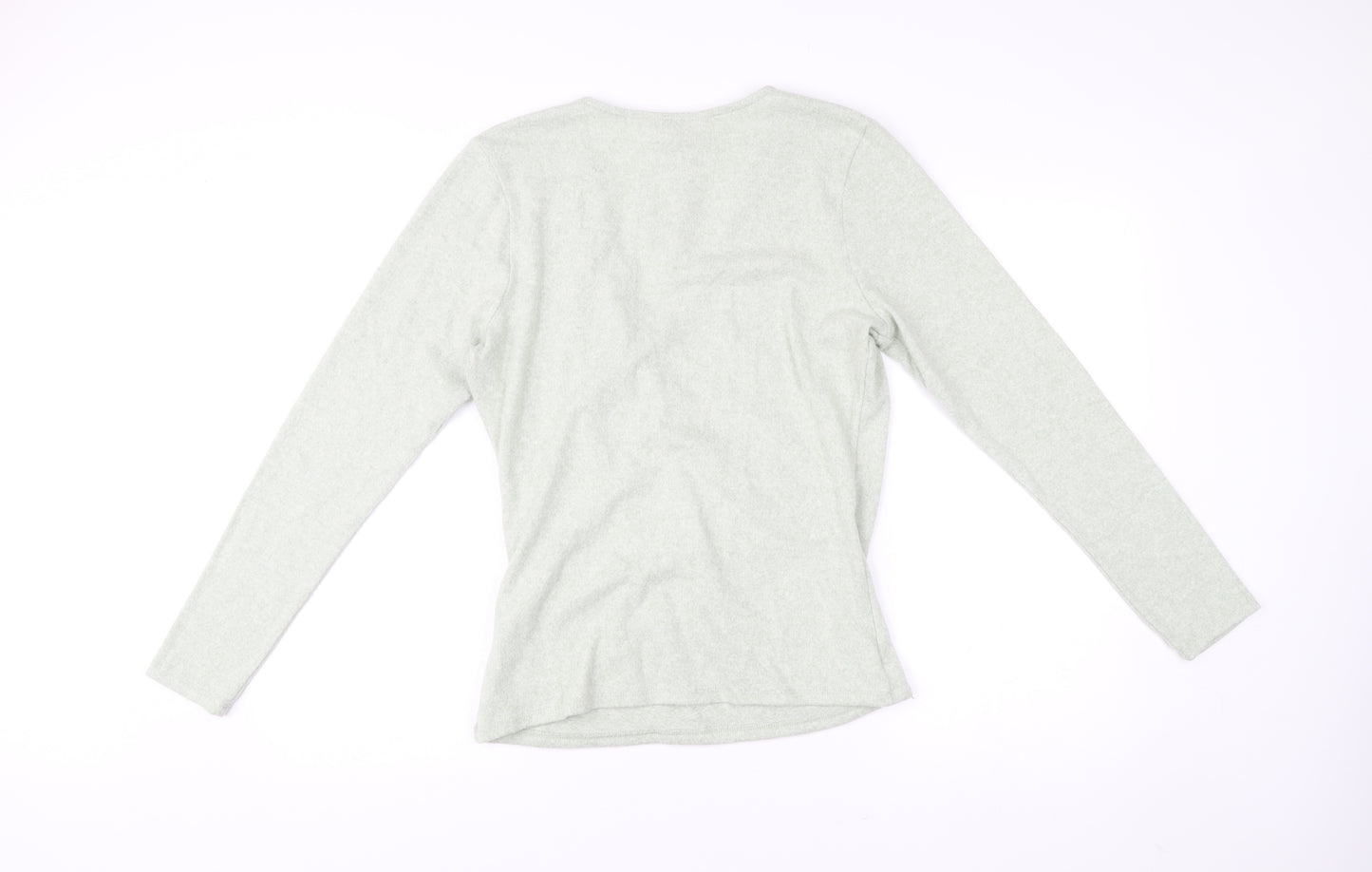 Mauvette Women’s Green Wrap Jumper UK 14 V-Neck Long Sleeve