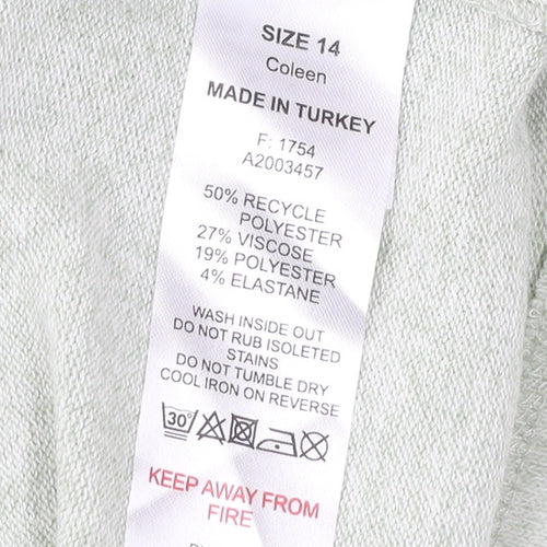 Mauvette Women’s Green Wrap Jumper UK 14 V-Neck Long Sleeve