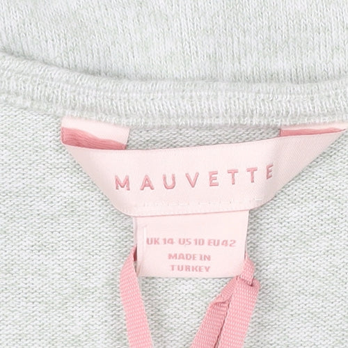 Mauvette Women’s Green Wrap Jumper UK 14 V-Neck Long Sleeve