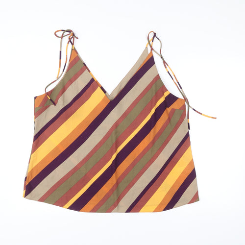 Peacocks Women’s Multicoloured Striped V-Neck Camisole Tank Top Size 20