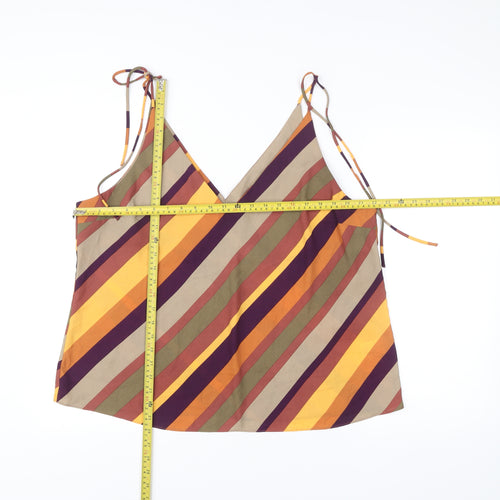 Peacocks Women’s Multicoloured Striped V-Neck Camisole Tank Top Size 20