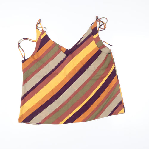 Peacocks Women’s Multicoloured Striped V-Neck Camisole Tank Top Size 20