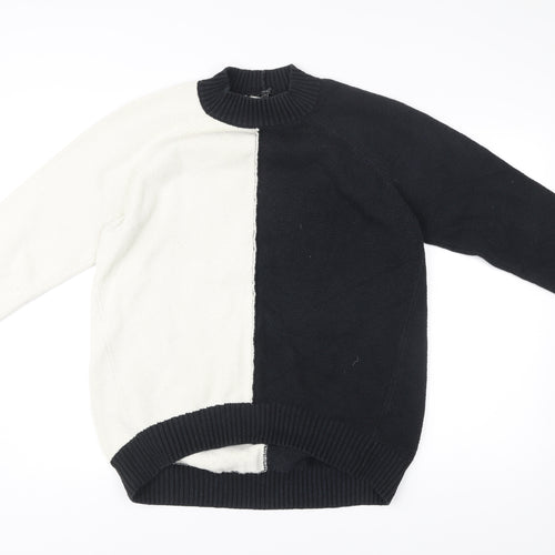 Next Women’s Black White Pullover Jumper M Mock Neck Knit
