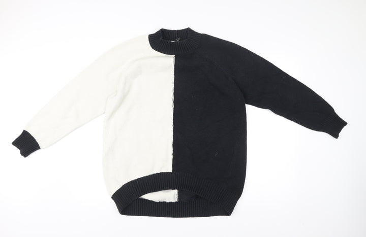 Next Women’s Black White Pullover Jumper M Mock Neck Knit