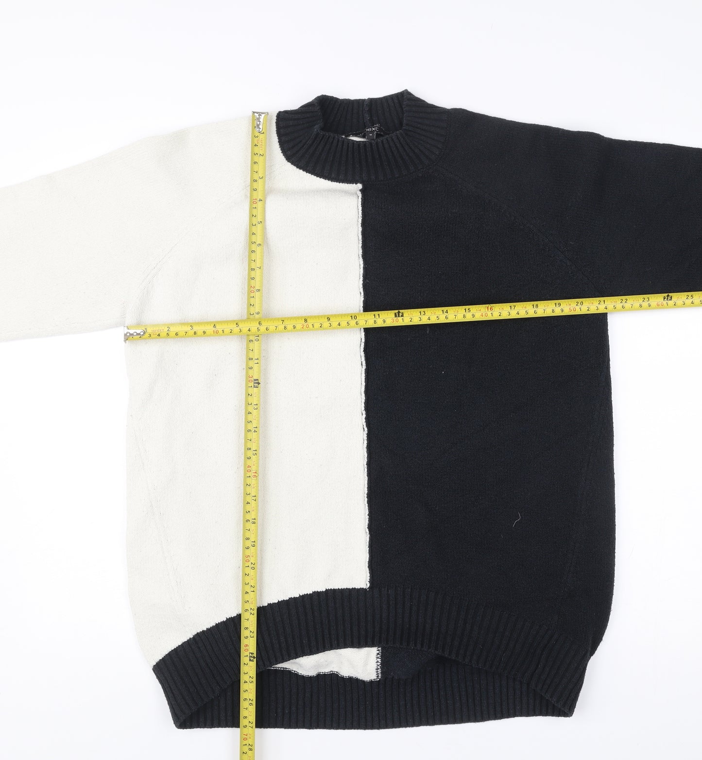 Next Women’s Black White Pullover Jumper M Mock Neck Knit