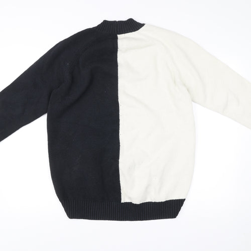 Next Women’s Black White Pullover Jumper M Mock Neck Knit