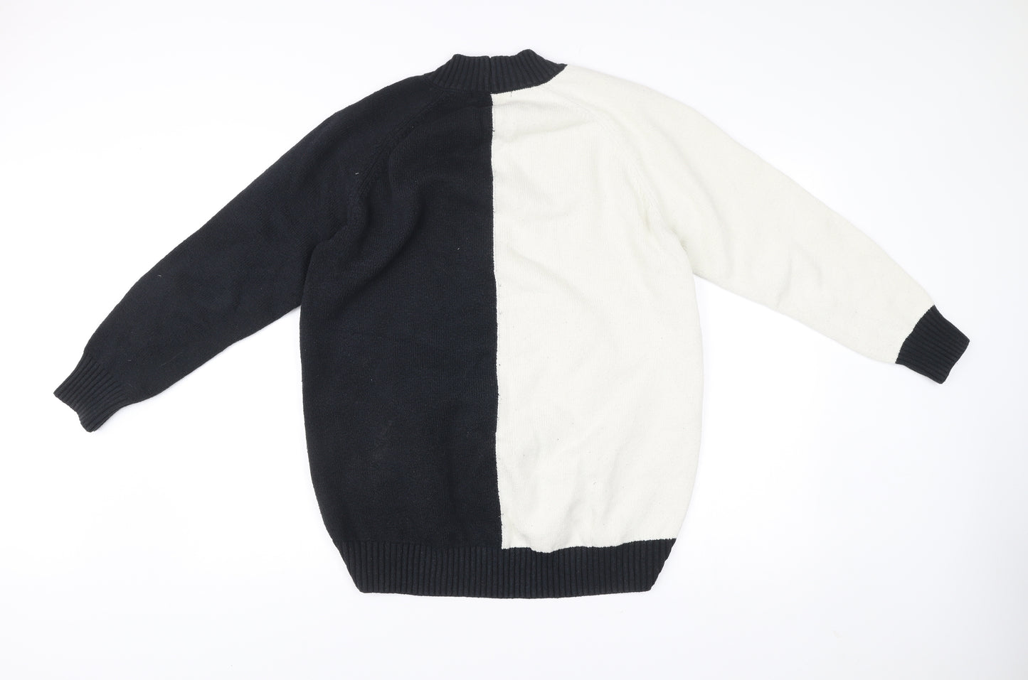 Next Women’s Black White Pullover Jumper M Mock Neck Knit