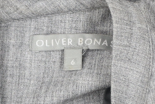 Oliver Bonas Women’s Grey Shift Dress Size 6 Ruffle Sleeve Workwear