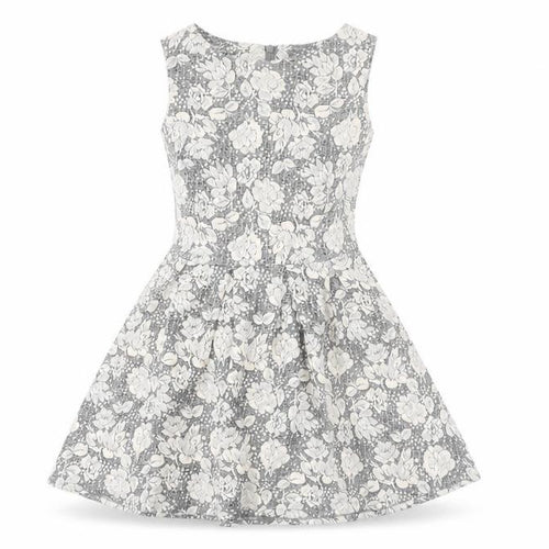 Topshop Women’s Grey Ivory Floral Skater Dress UK 10 Sleeveless