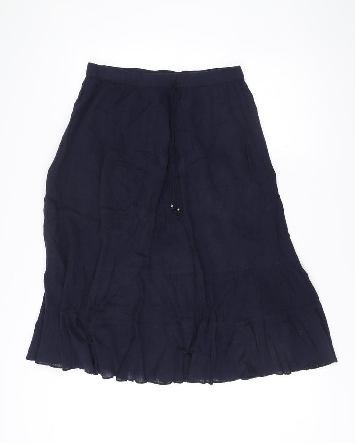 Bm Casual Womens Blue Cotton A-Line Midi Skirt Size S