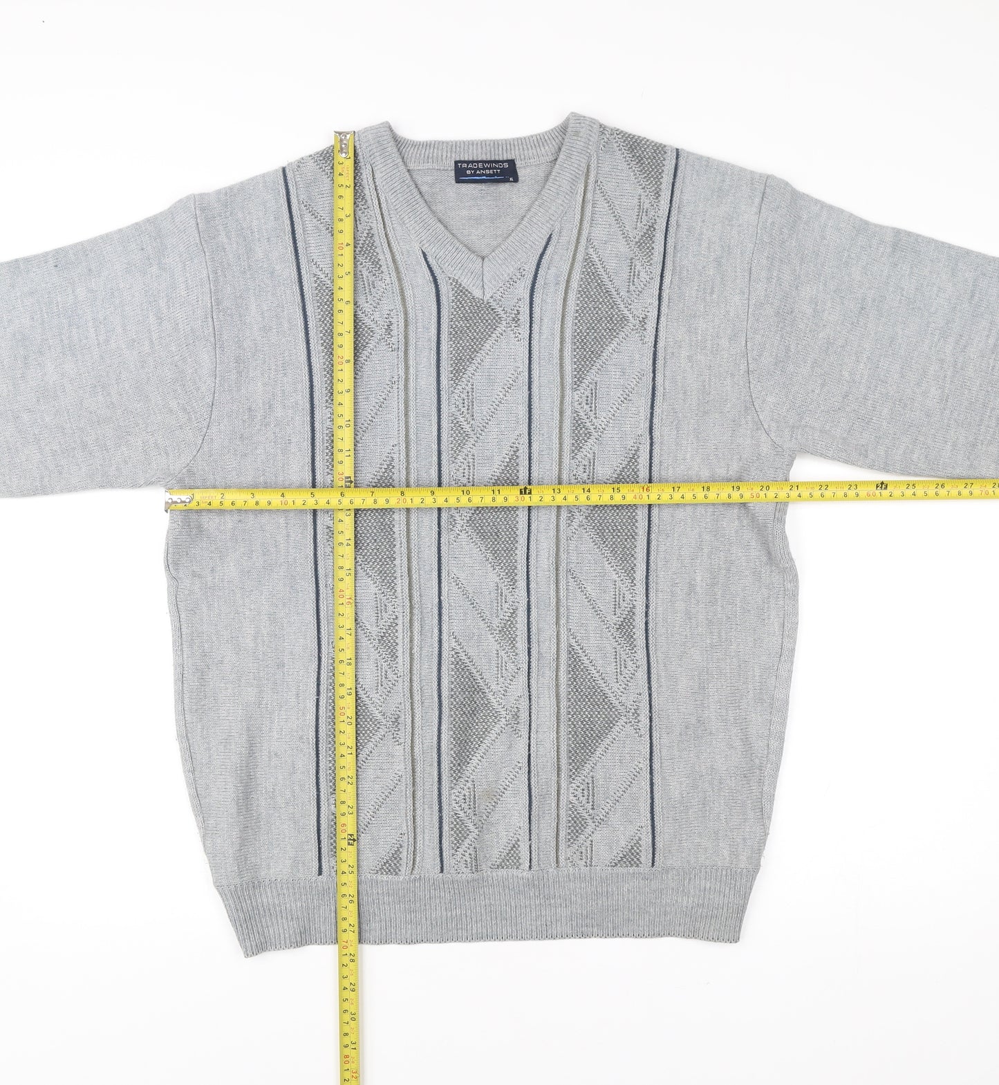 Tradewinds by Ansett Men's Grey XL V-Neck Pullover Jumper