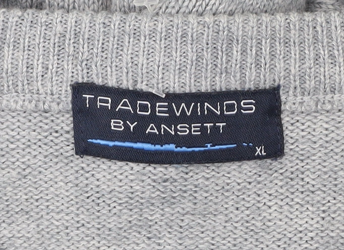 Tradewinds by Ansett Men's Grey XL V-Neck Pullover Jumper