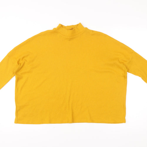 H&M Divided Womens Yellow Mock Neck Jumper Size 12 Relaxed Fit