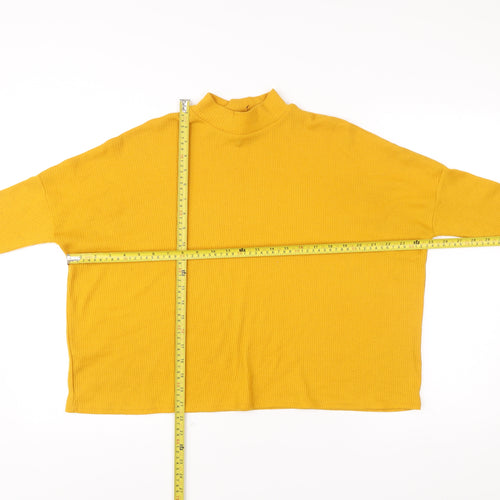 H&M Divided Womens Yellow Mock Neck Jumper Size 12 Relaxed Fit