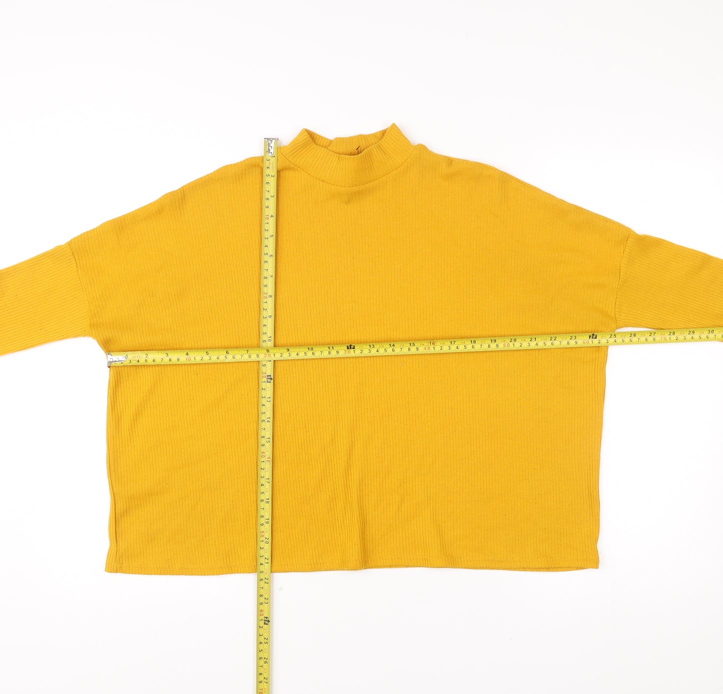 H&M Divided Womens Yellow Mock Neck Jumper Size 12 Relaxed Fit