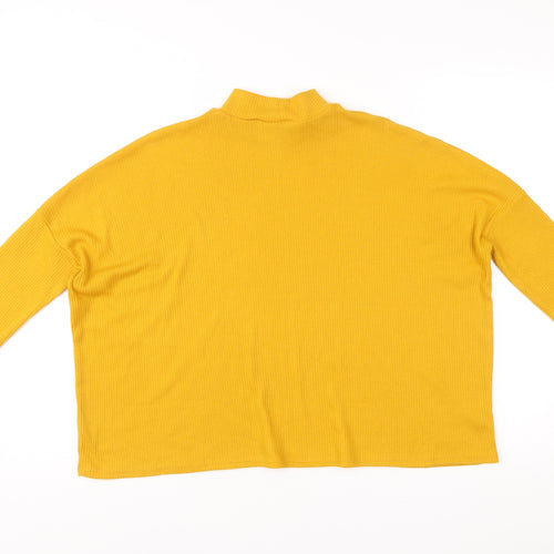 H&M Divided Womens Yellow Mock Neck Jumper Size 12 Relaxed Fit