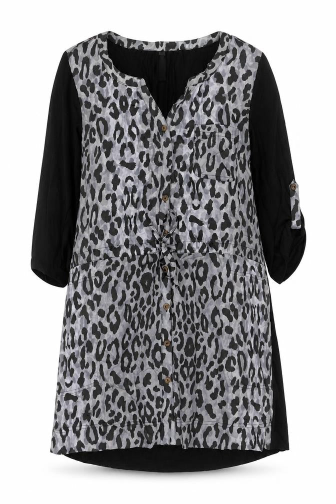 Next Women’s Grey Black Leopard Print Shirt Dress Size 14