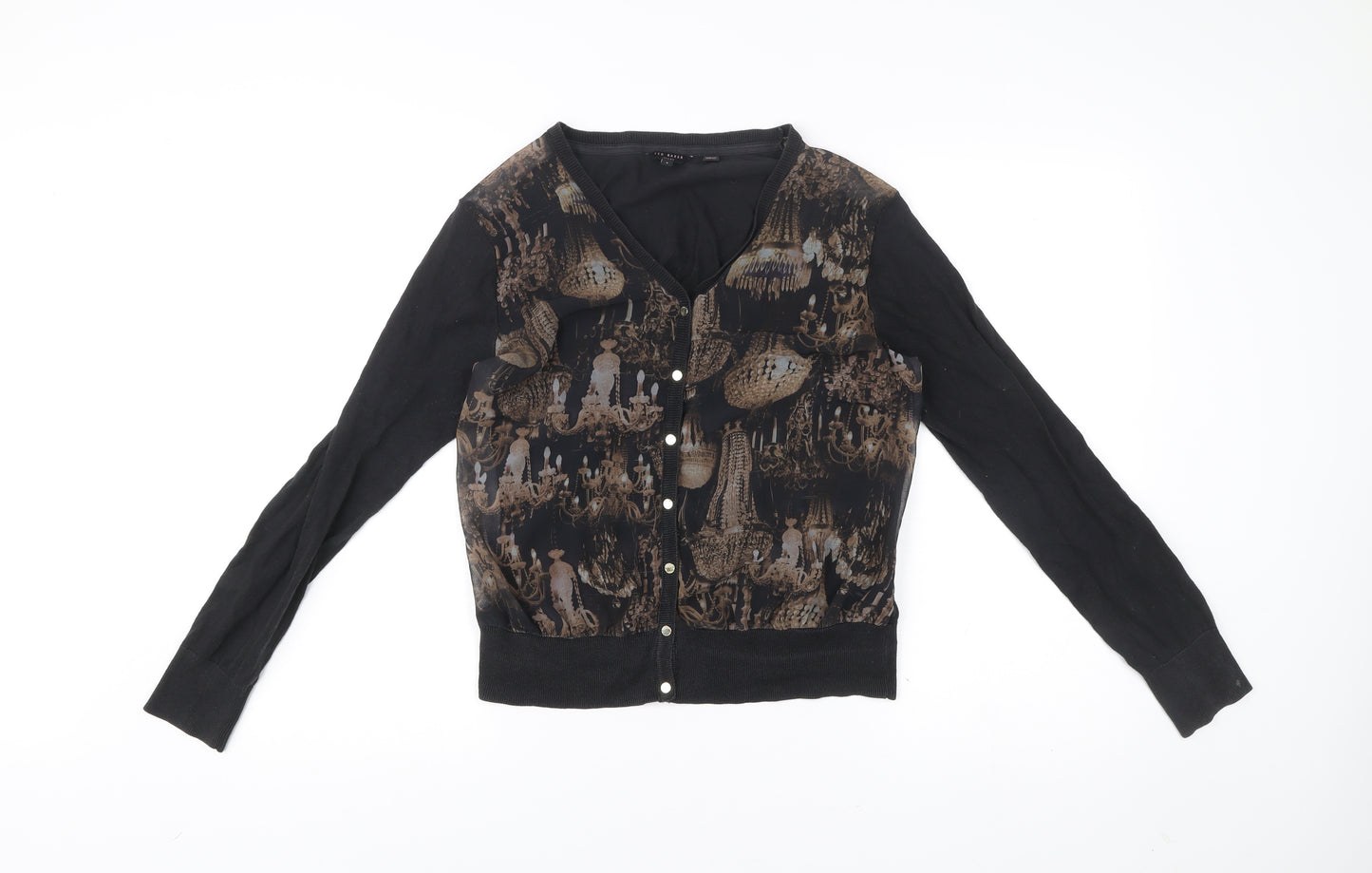 Ted Baker Women's Black Cardigan Size 12 V-Neck Button Knit