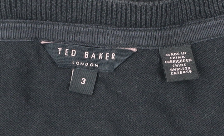 Ted Baker Women's Black Cardigan Size 12 V-Neck Button Knit