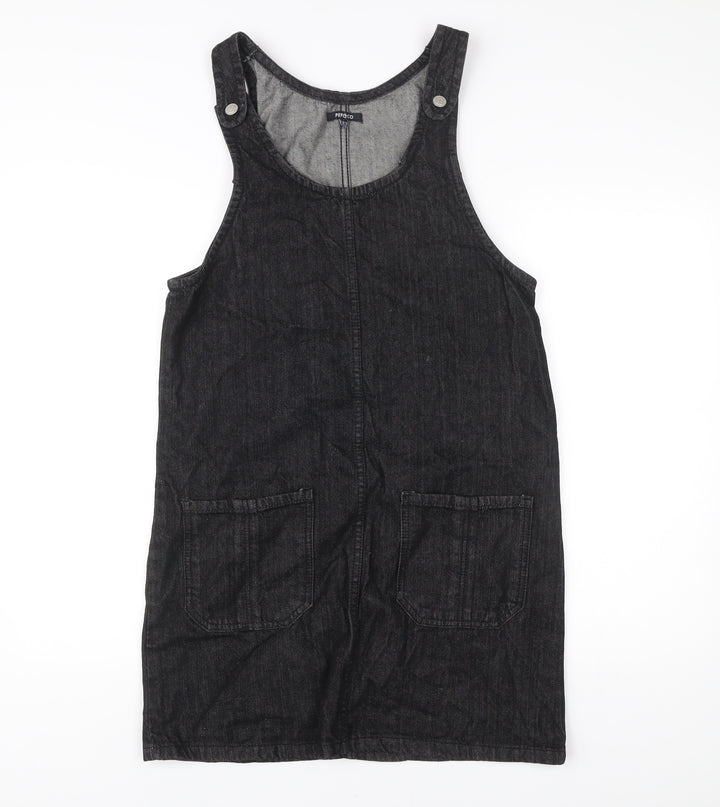 Pep&Co Women’s Black Denim Pinafore Dress UK 10 Casual