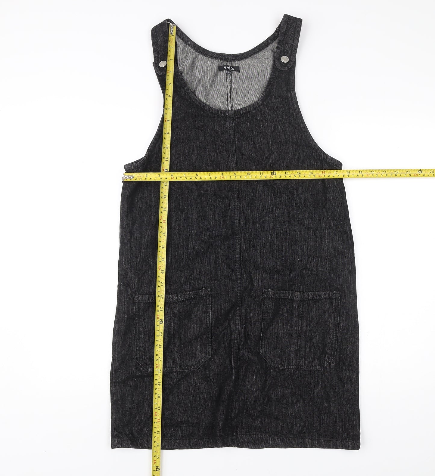 Pep&Co Women’s Black Denim Pinafore Dress UK 10 Casual