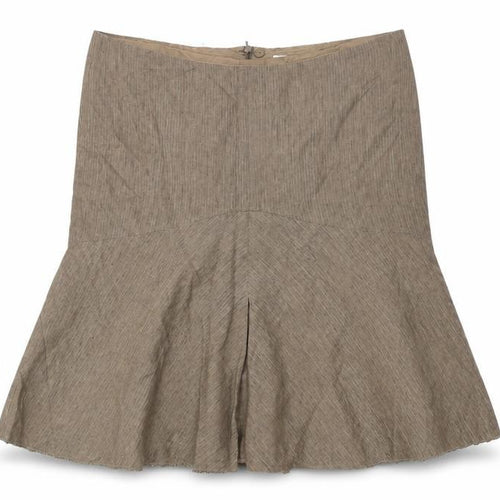 Next Womens Brown Linen Blend A-Line Skirt Size 16 Knee Length