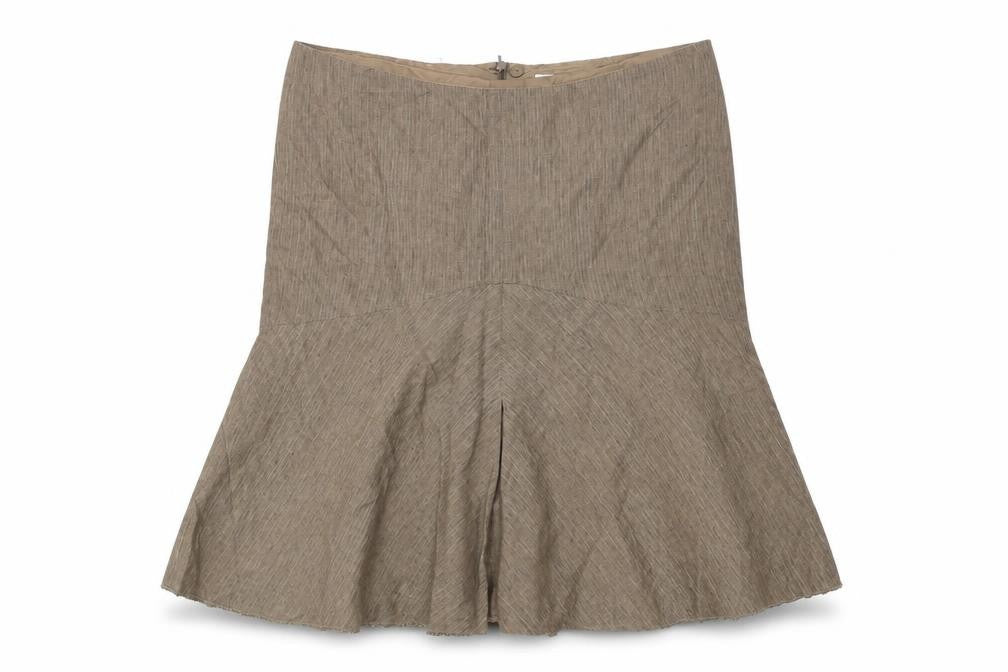 Next Womens Brown Linen Blend A-Line Skirt Size 16 Knee Length