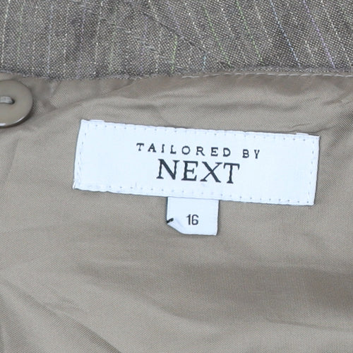 Next Womens Brown Linen Blend A-Line Skirt Size 16 Knee Length