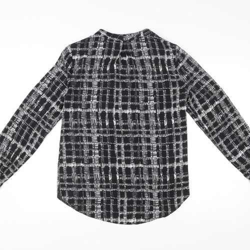 George Womens Black Check Tunic Blouse UK 10 Polyester V-Neck Top