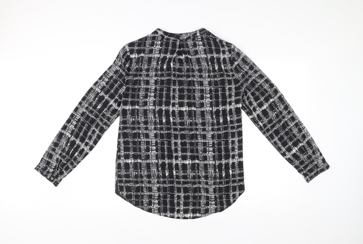 George Womens Black Check Tunic Blouse UK 10 Polyester V-Neck Top