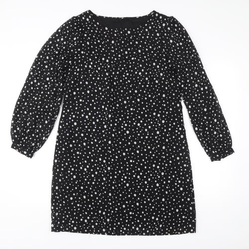 Very Women’s Black Polka Dot Shift Dress Size 12 Long Sleeve