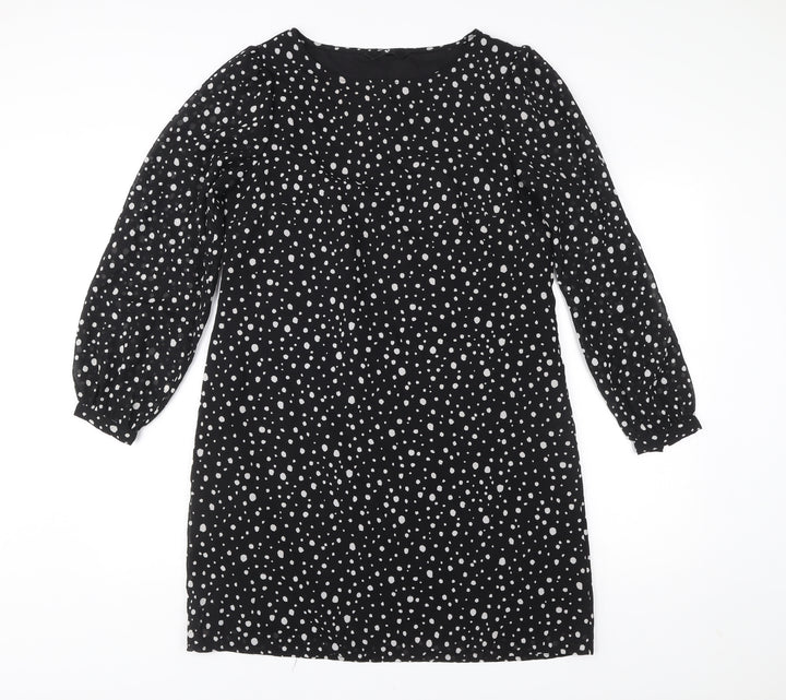 Very Women’s Black Polka Dot Shift Dress Size 12 Long Sleeve