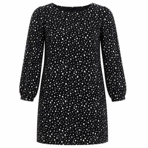 Very Women’s Black Polka Dot Shift Dress Size 12 Long Sleeve