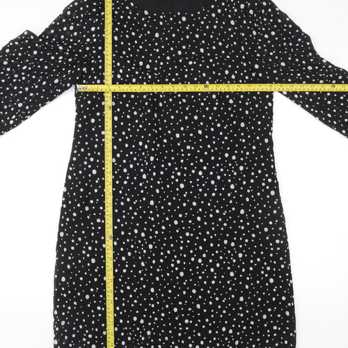 Very Women’s Black Polka Dot Shift Dress Size 12 Long Sleeve