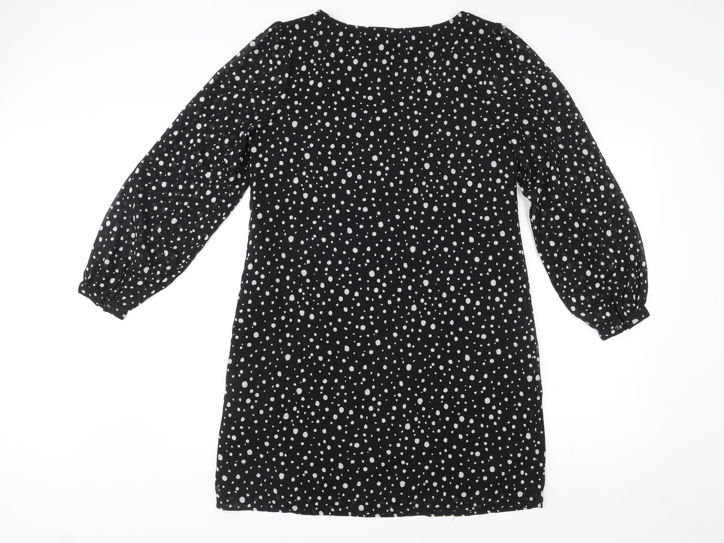 Very Women’s Black Polka Dot Shift Dress Size 12 Long Sleeve