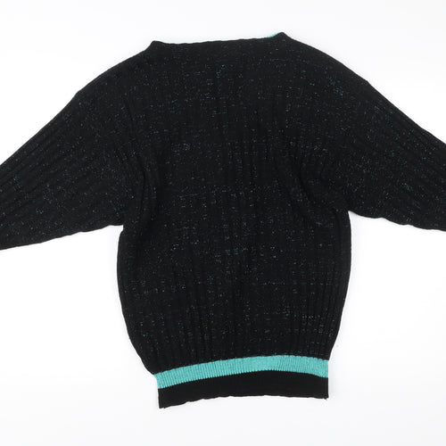 C&A Yessica Women Black Acrylic Floral Pullover Jumper Size 14