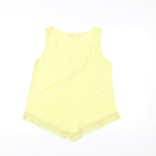 Principles by Ben de Lisi Women Yellow Tank Top Size 14 Crochet Hem