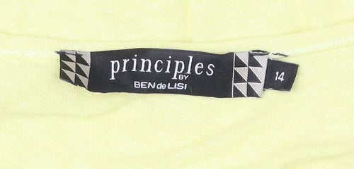 Principles by Ben de Lisi Women Yellow Tank Top Size 14 Crochet Hem