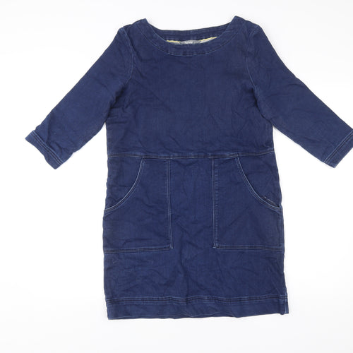 Nutmeg Women’s Blue Shift Denim Dress Size 8 Knee Length 3/4 Sleeve