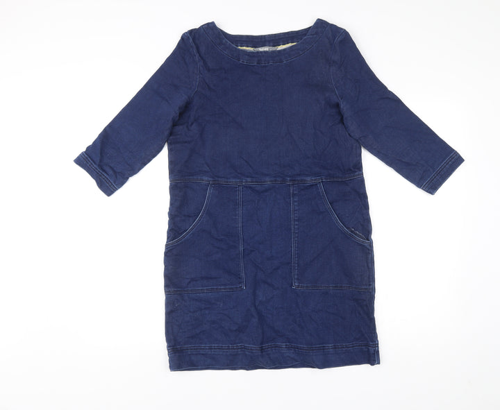 Nutmeg Women’s Blue Shift Denim Dress Size 8 Knee Length 3/4 Sleeve