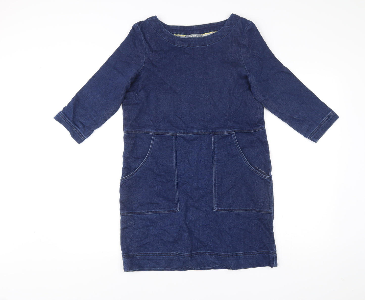 Nutmeg Women’s Blue Shift Denim Dress Size 8 Knee Length 3/4 Sleeve