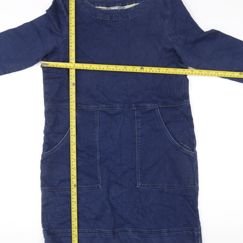Nutmeg Women’s Blue Shift Denim Dress Size 8 Knee Length 3/4 Sleeve