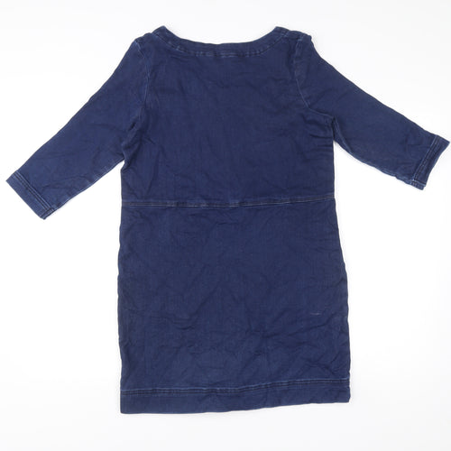 Nutmeg Women’s Blue Shift Denim Dress Size 8 Knee Length 3/4 Sleeve