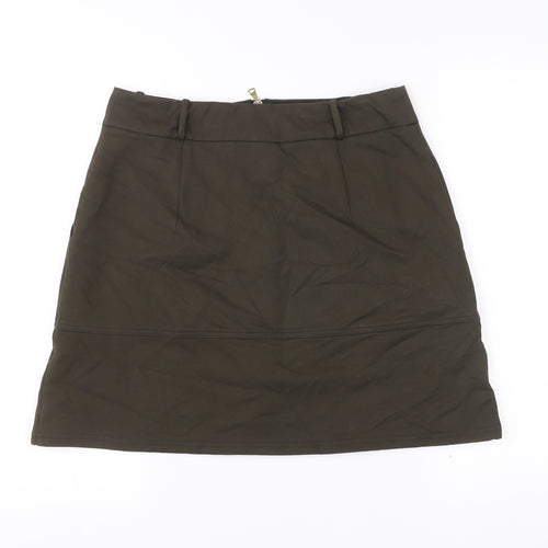 River Island Women’s Green Short Pencil Skirt Size 12 High Rise Zip