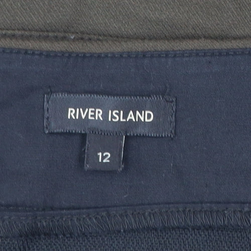 River Island Women’s Green Short Pencil Skirt Size 12 High Rise Zip