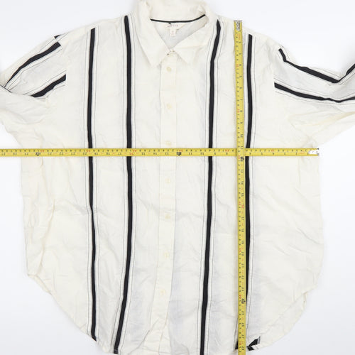 Marks and Spencer Per Una Women’s White Striped Linen Cotton Button-Up Shirt Size 18