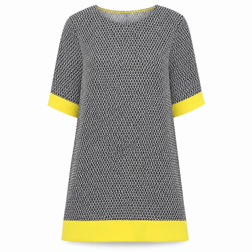 Rinascimento Women’s XL Black White Yellow Shift Dress