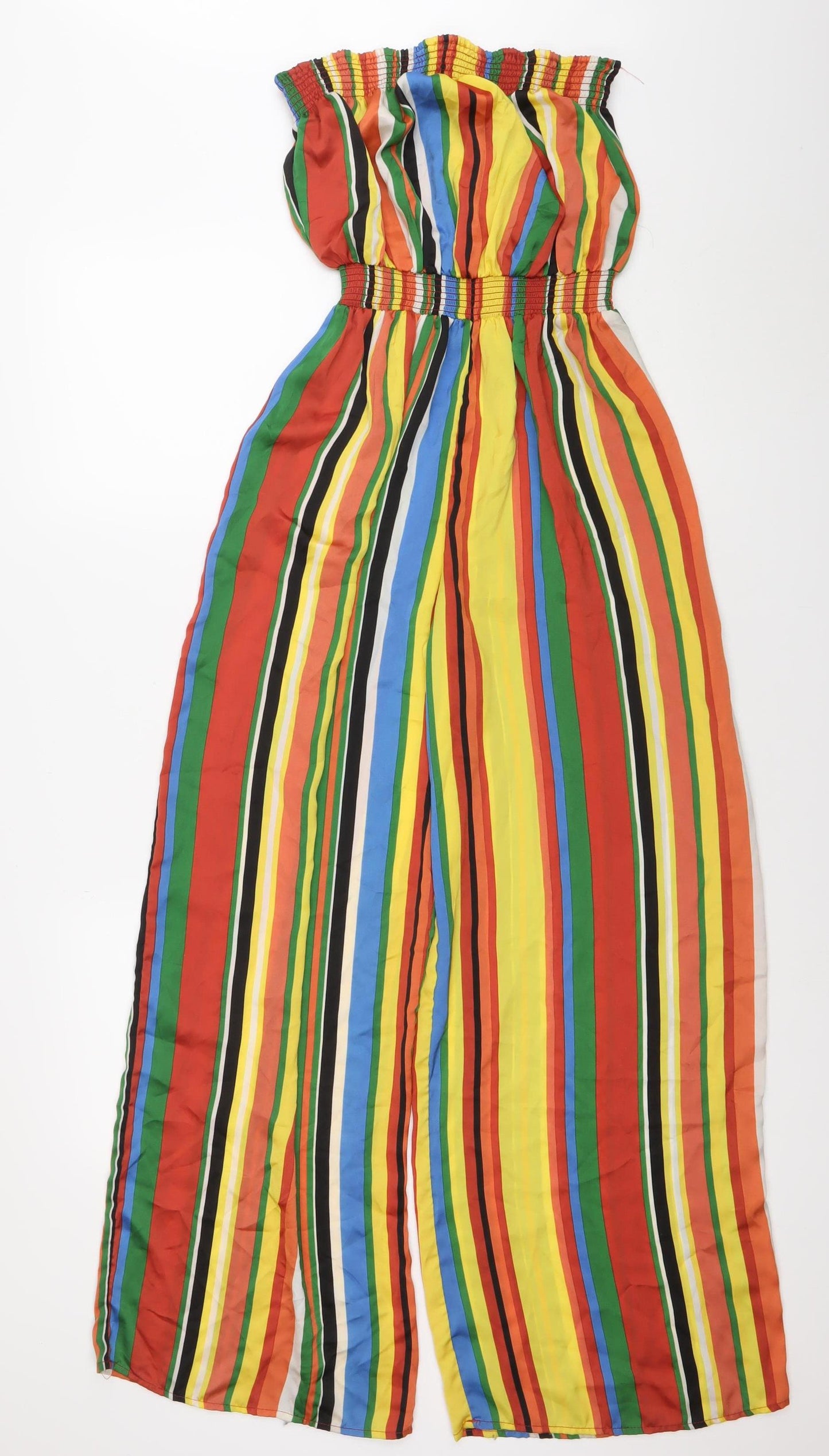Forever 21 Women’s Multicoloured Stripe Strapless Wide-Leg Jumpsuit Size S