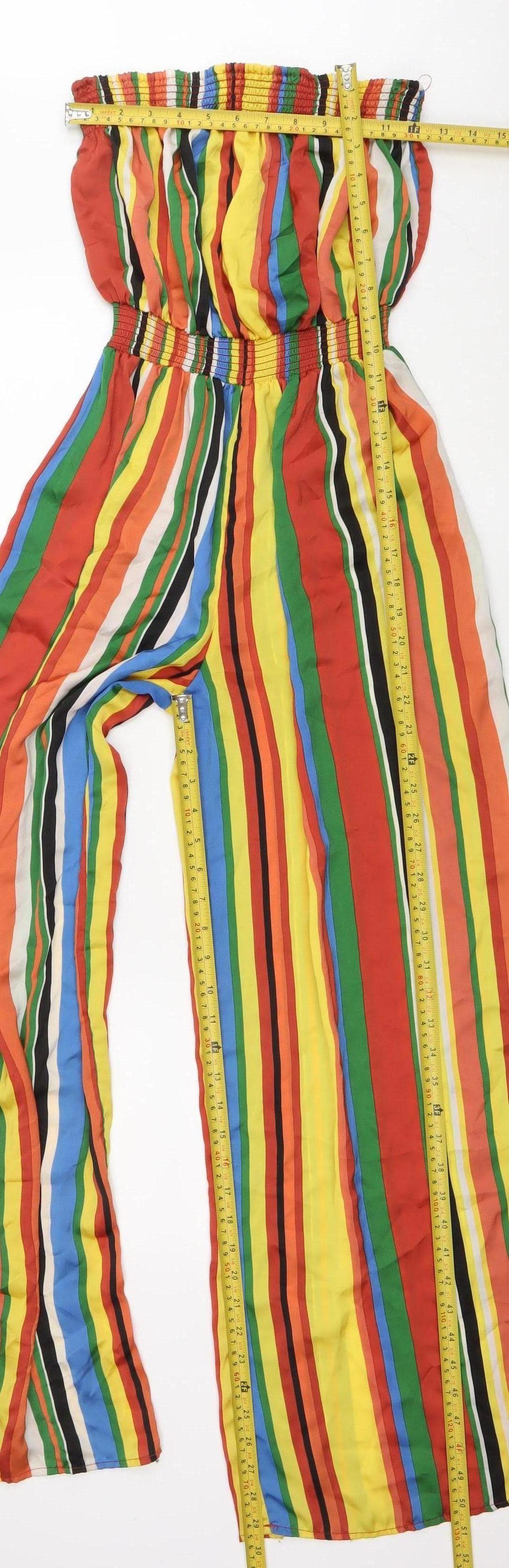 Forever 21 Women’s Multicoloured Stripe Strapless Wide-Leg Jumpsuit Size S